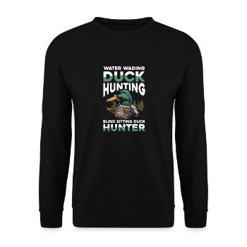 Duck hunters shoot heavier loads flag - Unisex Sweatshirt - black - Front - Alina (178cm) & Michal (187cm)