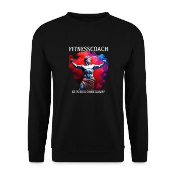 FITNESS COACH: NO VICTORY WITHOUT A FIGHT - Unisex Sweatshirt - black - Front - Alina (178cm) & Michal (187cm)