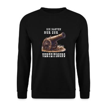CANNON THEY SAID ONLY IN DEFENSE - Unisex Sweatshirt - black - Front - Alina (178cm) & Michal (187cm)
