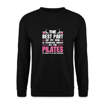 Pilates Das Beste An Meinem Job - Unisex Pullover - Schwarz - Vorne - Alina (178cm) & Michal (187cm)