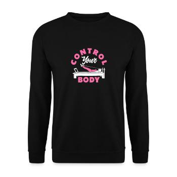 Pilates Control Your Body Motivation - Unisex Sweatshirt - black - Front - Alina (178cm) & Michal (187cm)