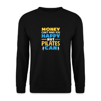 Le Pilates rend heureux, pas l’argent - Sweat-shirt Unisexe - noir - Devant - Alina (178cm) & Michal (187cm)