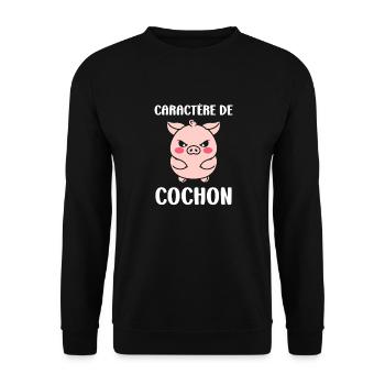 cochon - Sweat-shirt Unisexe - noir - Devant - Alina (178cm) & Michal (187cm)