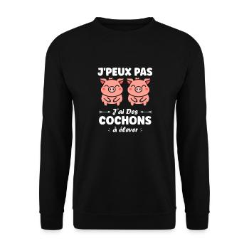 cochon - Sweat-shirt Unisexe - noir - Devant - Alina (178cm) & Michal (187cm)