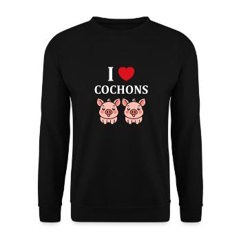 cochon - Sweat-shirt Unisexe - noir - Devant - Alina (178cm) & Michal (187cm)