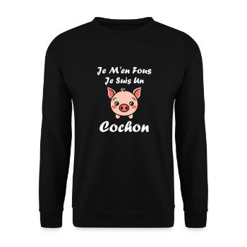 cochon - Sweat-shirt Unisexe - noir - Devant - Alina (178cm) & Michal (187cm)