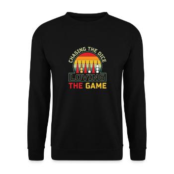 Backgammon Spiel - Unisex Pullover - Schwarz - Vorne - Alina (178cm) & Michal (187cm)