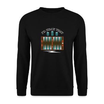 Backgammon Spiel - Unisex Pullover - Schwarz - Vorne - Alina (178cm) & Michal (187cm)