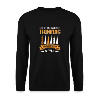 Backgammon Spiel - Unisex Pullover - Schwarz - Vorne - Alina (178cm) & Michal (187cm)