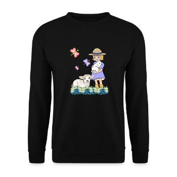 Children Child Girl Sheep Sheep Lamb Easter - Unisex Sweatshirt - black - Front - Alina (178cm) & Michal (187cm)