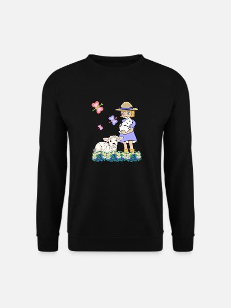 Kinder Kind Mädchen Schaf Schafe Lamm Ostern - Unisex Pullover - Schwarz