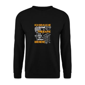 Ich brauche keine Therapie ich rede mit Bienen - Unisex Pullover - Schwarz - Vorne - Alina (178cm) & Michal (187cm)