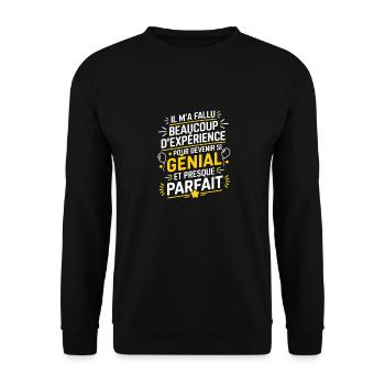 Die Erfahrung hat mich ausgezeichnet gemacht. - Unisex Pullover - Schwarz - Vorne - Alina (178cm) & Michal (187cm)