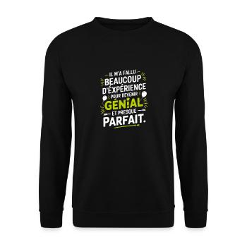 Die Erfahrung hat mich ausgezeichnet gemacht. - Unisex Pullover - Schwarz - Vorne - Alina (178cm) & Michal (187cm)