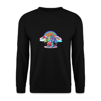 Arc-en-ciel Dragon Dragon Enfants Enfant Bébé - Sweat-shirt Unisexe - noir - Devant - Alina (178cm) & Michal (187cm)