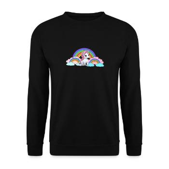 Regenbogen Einhorn Einhörner Pferd Pferde Kinder - Unisex Pullover - Schwarz - Vorne - Alina (178cm) & Michal (187cm)