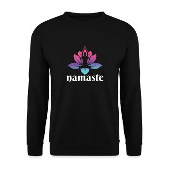 Namaste Lotus – Spirituelles Yoga Design - Unisex Pullover - Schwarz - Vorne - Alina (178cm) & Michal (187cm)