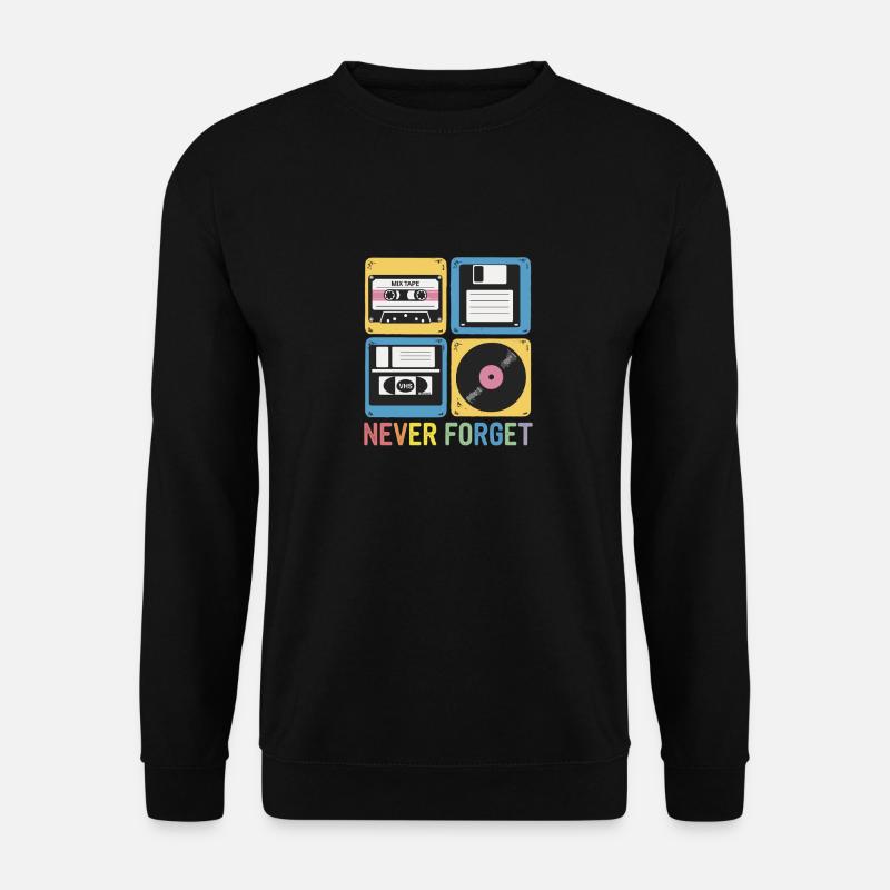 Never Forget 80er Jahre Mix Tape Diskette VHS - Unisex Pullover - Schwarz