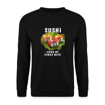 L’AMOUR DES SUSHIS À LA PREMIÈRE BOUCHÉE - Sweat-shirt Unisexe - noir - Devant - Alina (178cm) & Michal (187cm)