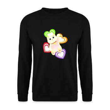 Katze Katzen Herz Herzen - Unisex Pullover - Schwarz - Vorne - Alina (178cm) & Michal (187cm)