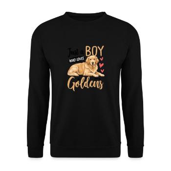 Just A Boy Who Loves Goldens - Unisex Sweatshirt - black - Front - Alina (178cm) & Michal (187cm)