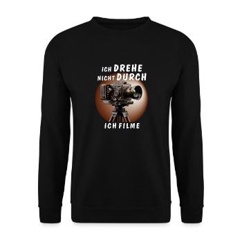 FILMKAMERA DREHE NICHT DURCH ICH FILME - Unisex Pullover - Schwarz - Vorne - Alina (178cm) & Michal (187cm)