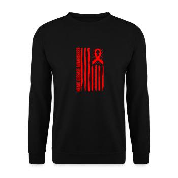Heart Disease Awareness American Flag CHD - Unisex Pullover - Schwarz - Vorne - Alina (178cm) & Michal (187cm)