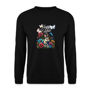 Happy Easter Happy Easter Easter Easter Bunny - Unisex Sweatshirt - black - Front - Alina (178cm) & Michal (187cm)