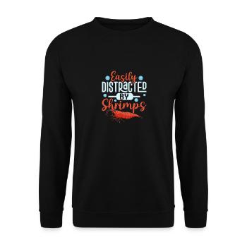 Easily Distracted By Shrimps Seafood Shrimp Lover - Unisex Pullover - Schwarz - Vorne - Alina (178cm) & Michal (187cm)