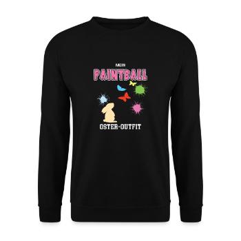 Paintballer Ostern Paintball Spieler Oster Outfit - Unisex Pullover - Schwarz - Vorne - Alina (178cm) & Michal (187cm)