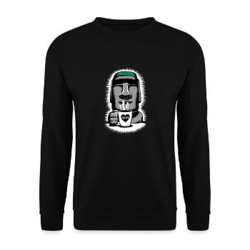 Easter Island Coffee Moai Heart Mug - Unisex Sweatshirt - black - Front - Alina (178cm) & Michal (187cm)