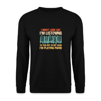 I Might Look Like I Am Listening Piano - Unisex Sweatshirt - black - Front - Alina (178cm) & Michal (187cm)