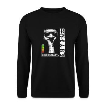 18 Jahre Geburtstag Teenager Strauß Vogel Geschenk - Unisex Pullover - Schwarz - Vorne - Alina (178cm) & Michal (187cm)