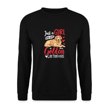 Just A Girl Who Loves Golden Retrievers - Unisex Pullover - Schwarz - Vorne - Alina (178cm) & Michal (187cm)