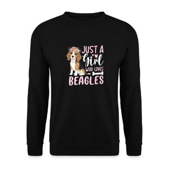 Just A Girl Who Loves Beagles - Unisex Pullover - Schwarz - Vorne - Alina (178cm) & Michal (187cm)