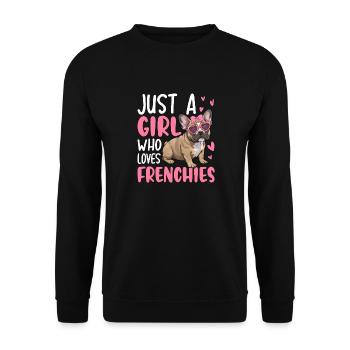 Juste une fille qui aime les Frenchies - Sweat-shirt Unisexe - noir - Devant - Alina (178cm) & Michal (187cm)