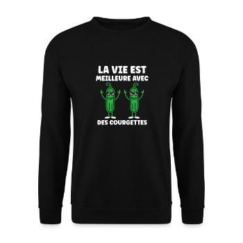 Zucchini-Humor - Unisex Pullover - Schwarz - Vorne - Alina (178cm) & Michal (187cm)