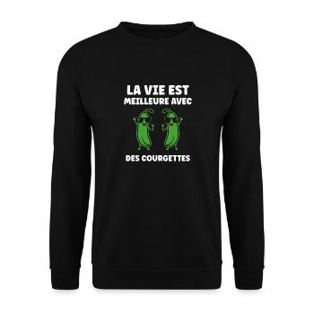Zucchini-Humor - Unisex Pullover - Schwarz - Vorne - Alina (178cm) & Michal (187cm)