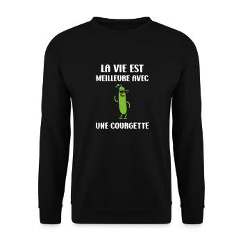 Zucchini-Humor - Unisex Pullover - Schwarz - Vorne - Alina (178cm) & Michal (187cm)