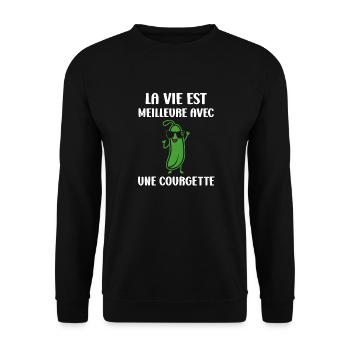 Zucchini-Humor - Unisex Pullover - Schwarz - Vorne - Alina (178cm) & Michal (187cm)