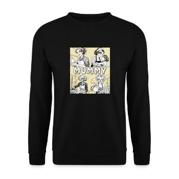 FRAU HAUSARBEIT MUMMY - Unisex Pullover - Schwarz - Vorne - Alina (178cm) & Michal (187cm)
