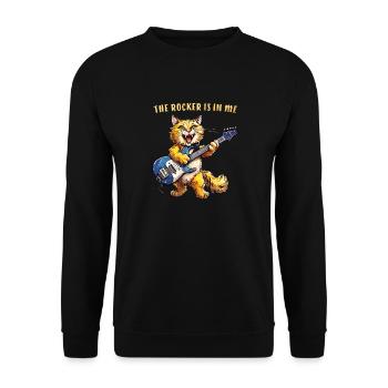CAT GUITAR THE ROCKER IS IN ME - Unisex Sweatshirt - black - Front - Alina (178cm) & Michal (187cm)