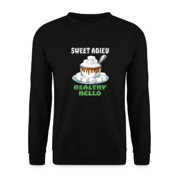 SUGAR SWEET ADIEU HEALTHY HELLO - Unisex Sweatshirt - black - Front - Alina (178cm) & Michal (187cm)