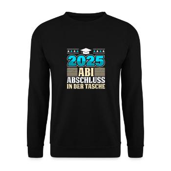 2025 ABI ABSCHLUSS IN DER TASCHE Lustiges Abi - Unisex Pullover - Schwarz - Vorne - Alina (178cm) & Michal (187cm)