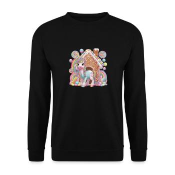 Candy Unicorn and Gingerbread House Magic - Unisex Sweatshirt - black - Front - Alina (178cm) & Michal (187cm)