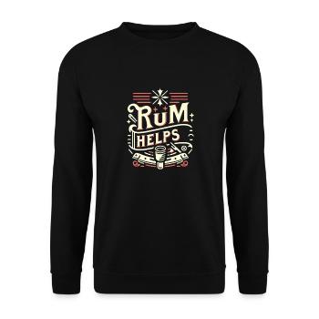 Rum Helps 11 - Unisex Pullover - Schwarz - Vorne - Alina (178cm) & Michal (187cm)