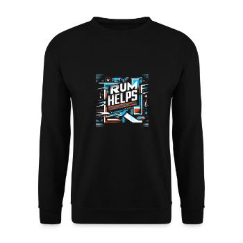 Rum Helps 12 - Unisex Pullover - Schwarz - Vorne - Alina (178cm) & Michal (187cm)