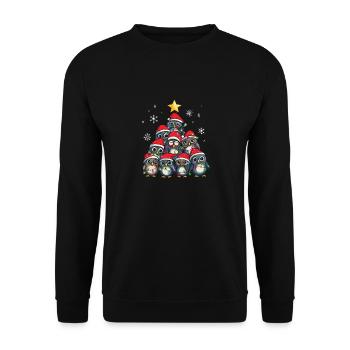 Eule Weihnachten Eule Weihnachtsmann - Unisex Pullover - Schwarz - Vorne - Alina (178cm) & Michal (187cm)
