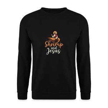 Shrimp And Jesus Seafood Shrimp Lover - Unisex Pullover - Schwarz - Vorne - Alina (178cm) & Michal (187cm)