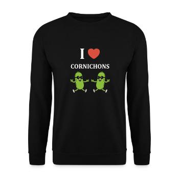 Humour Cornichon - Sweat-shirt Unisexe - noir - Devant - Alina (178cm) & Michal (187cm)